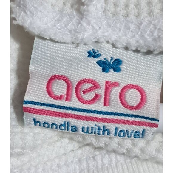 Vintage Y2K Aeropostale White Thermal Hoodie Scoop Neck Butterfly Logo M 2000s A - Picture 2 of 12